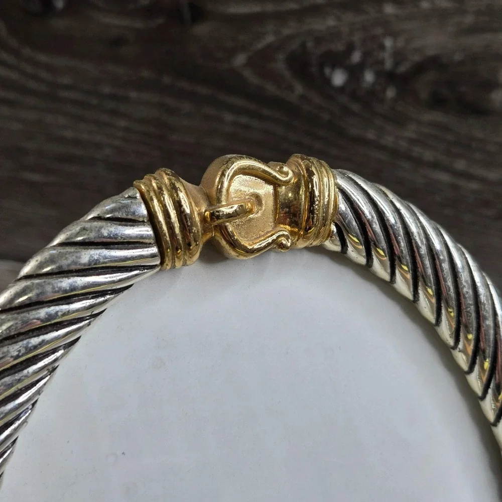 Vintage Two Tone Silver & Gold Cable Twist Oval Picture Frame 5x7 Tabletop